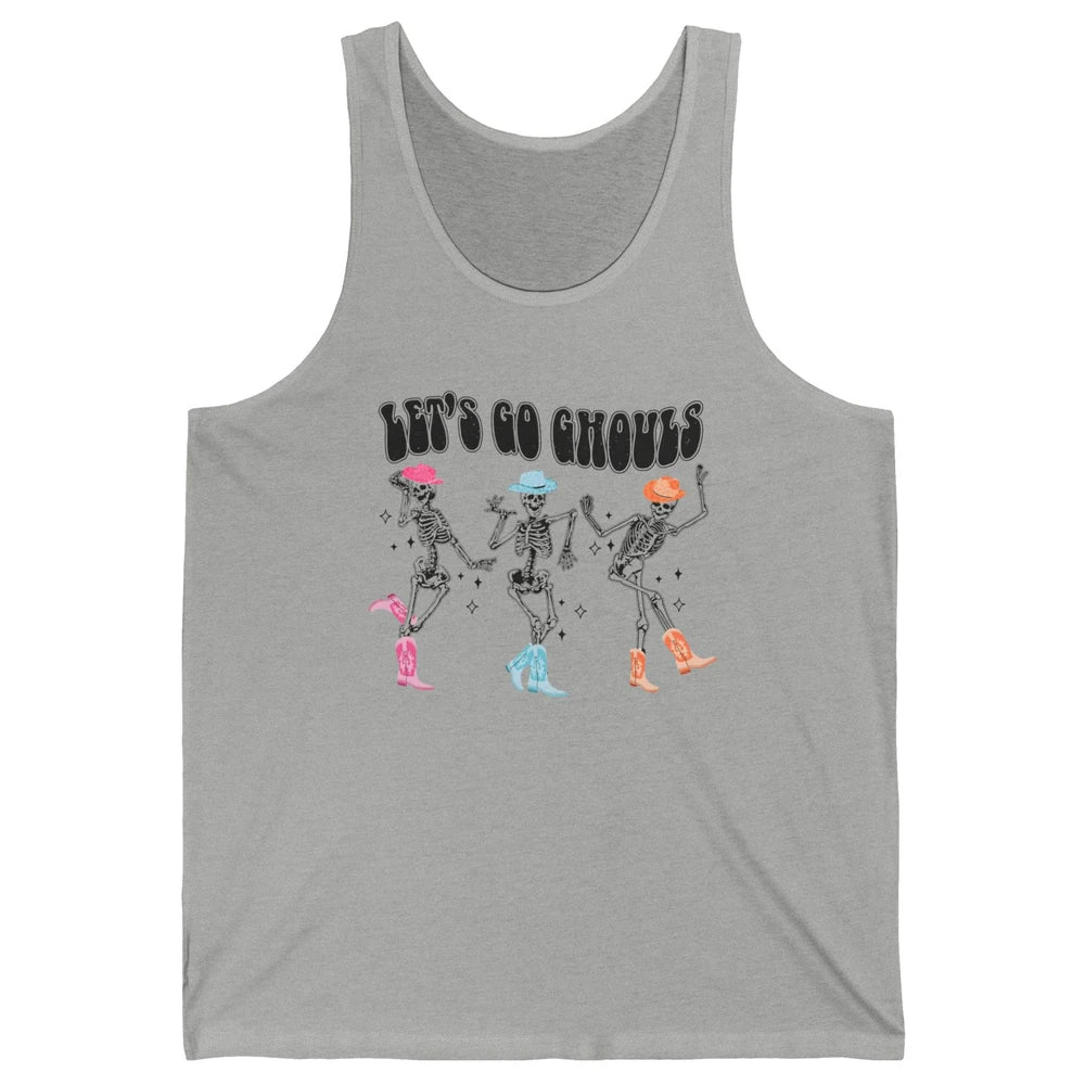 Dancing Skeleton Cowboy Let's Go Ghouls Western Halloween Unisex Jersey Tank