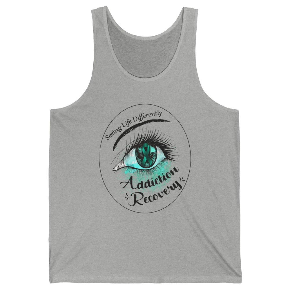 Addiction Awareness Seeing Life Differently Eye Teal Ribbon Unisex Jersey Tank