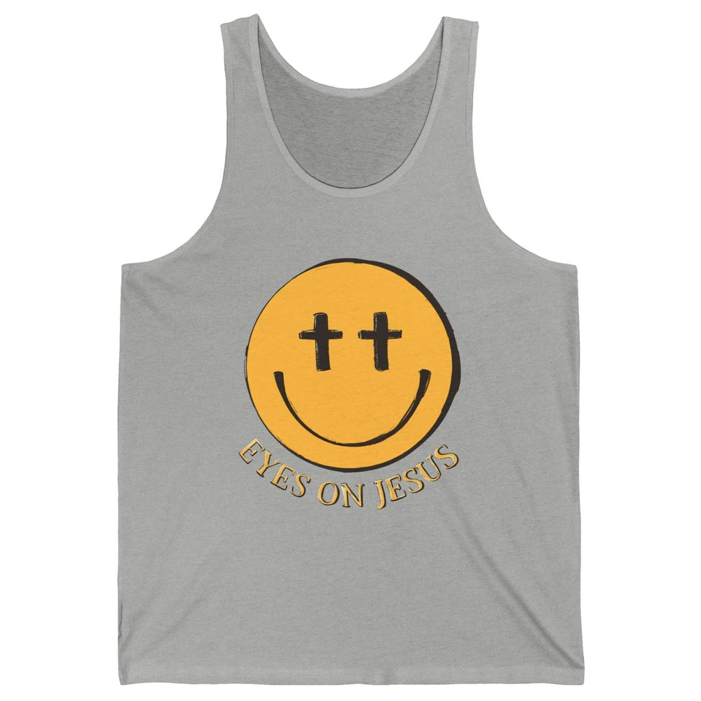 Retro Smiling Face Eyes On Jesus Christian Faith Religious Unisex Jersey Tank