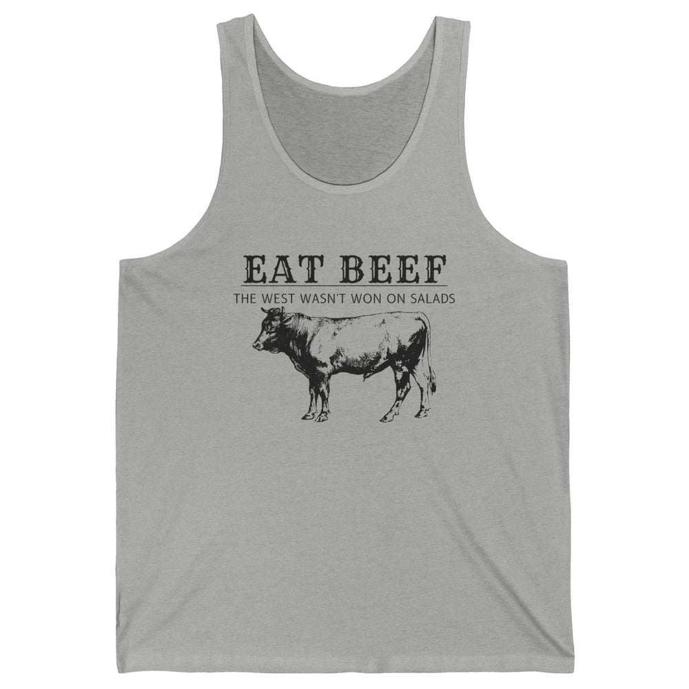 Funny Cow Eat Beef the West Wasn't Won on Salads Farm Cattle Unisex Jersey Tank
