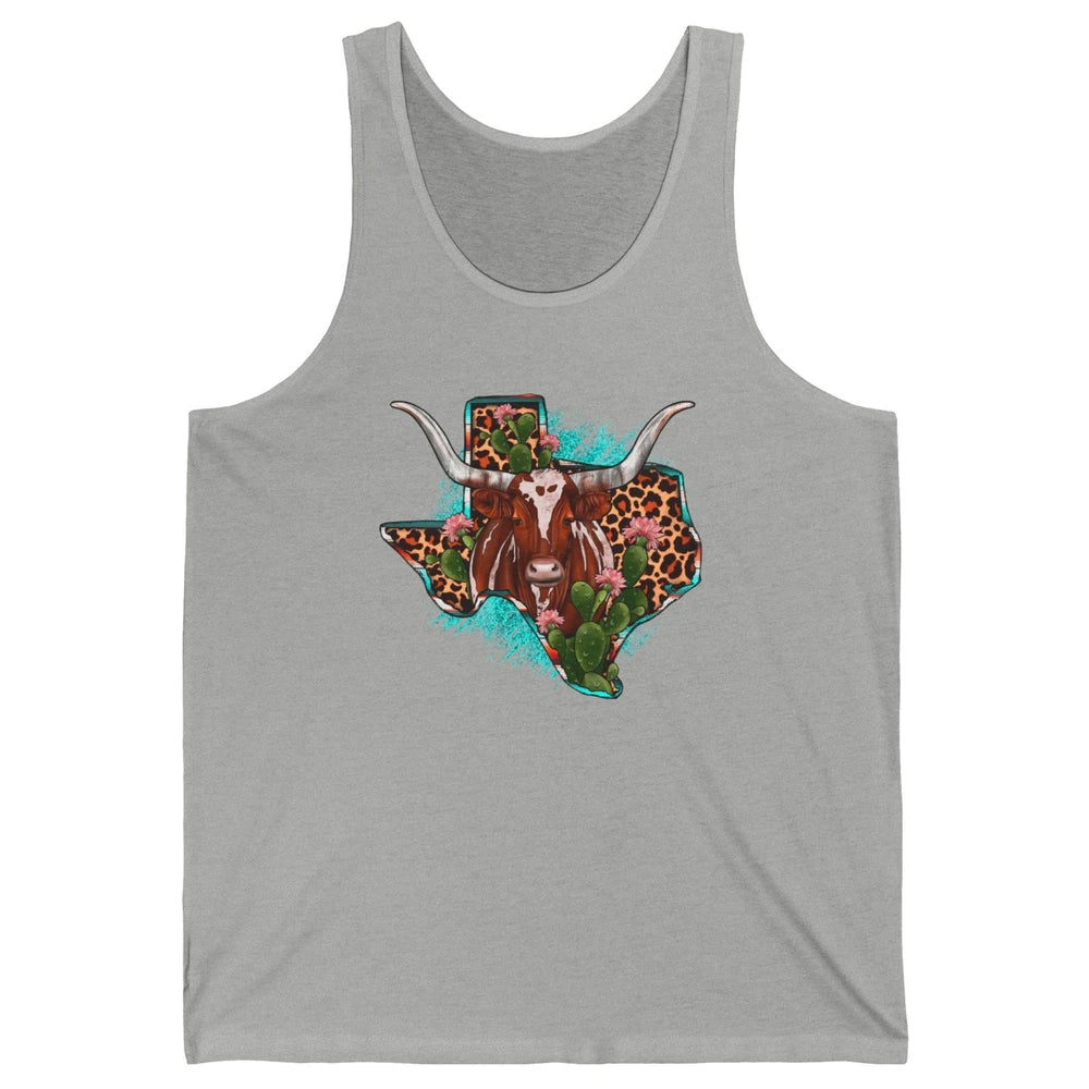 Leopard Cow Texas Map Longhorn Desert Cactus Western Country Unisex Jersey Tank