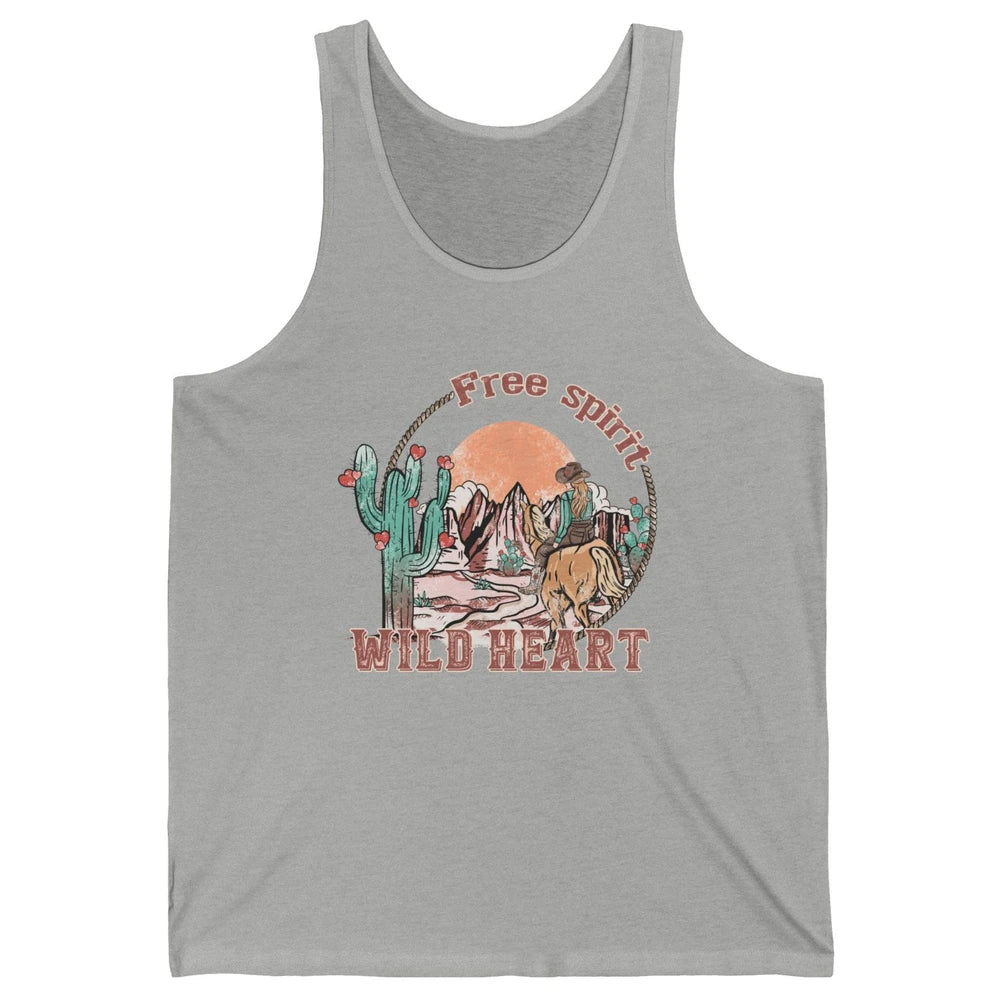 Free Spirit Wild Heart Cowgirl Western Country Happy Valentine's Day Rodeo Horseback Vintage Cactus Texas Horse Rider Howdy Unisex Jersey Tank