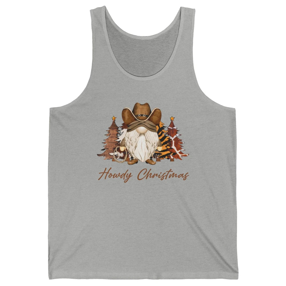 Retro Leopard Cowboy Gnome Howdy Christmas Western Holiday Unisex Jersey Tank