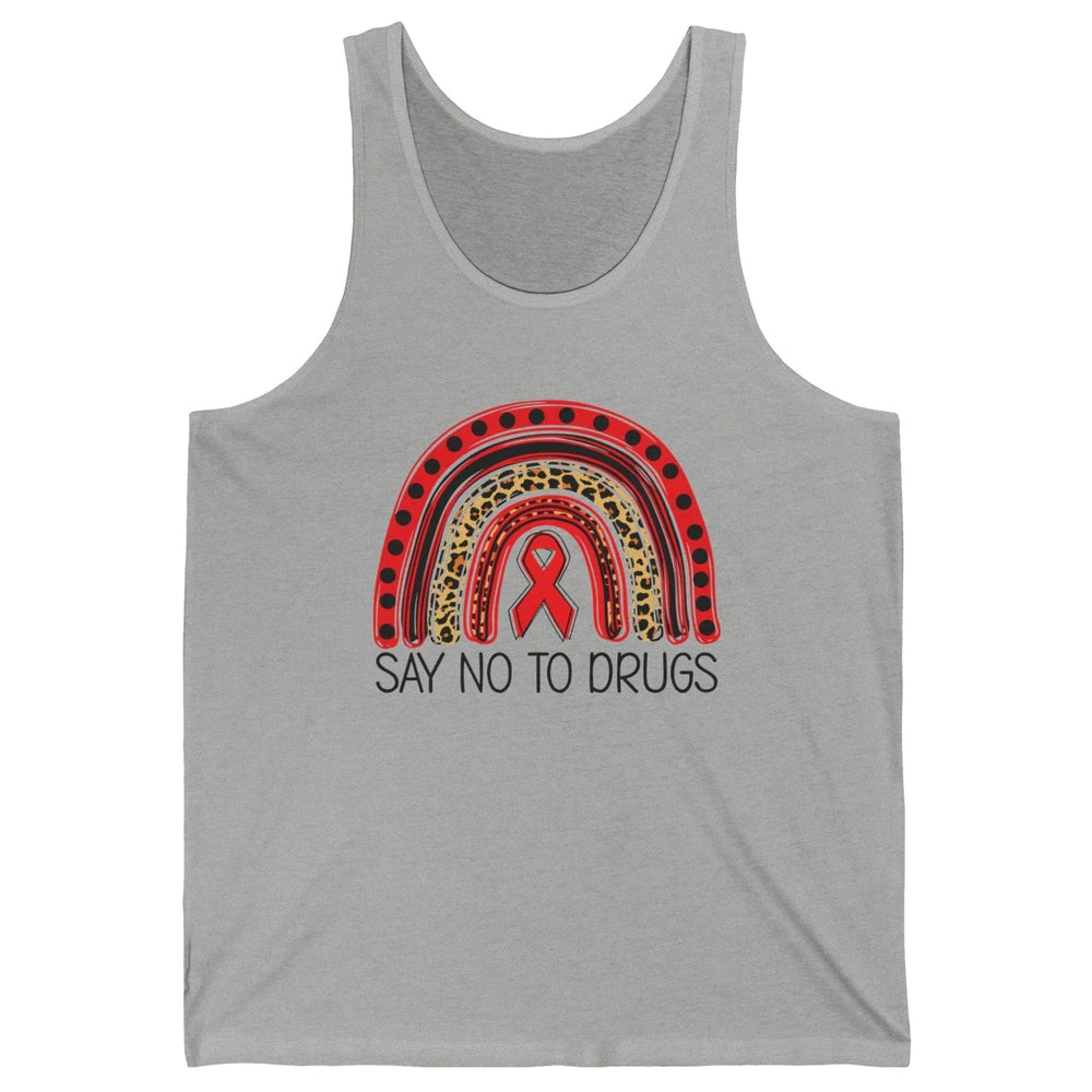 Red Ribbon Week Awareness Leopard Rainbow Say No To Drugs Unisex Jersey Tank
