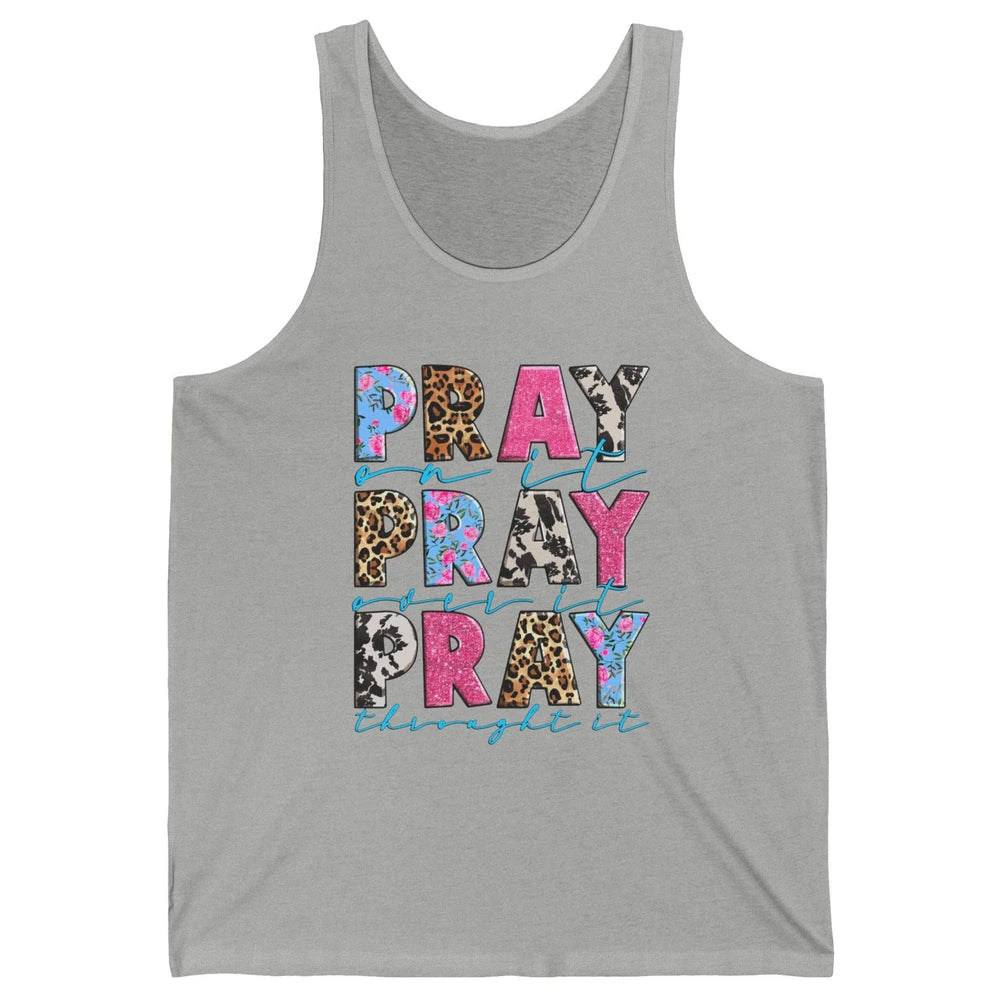 Floral Jesus Cross Pray On It Over It Christian Religious Unisex Jersey Tank