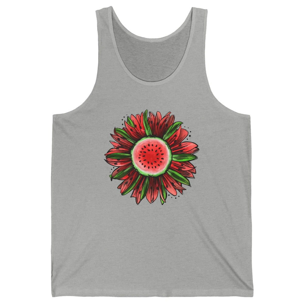 Watermelon Sunflower Summer Peace Love Watermelon Lover Gift Unisex Jersey Tank