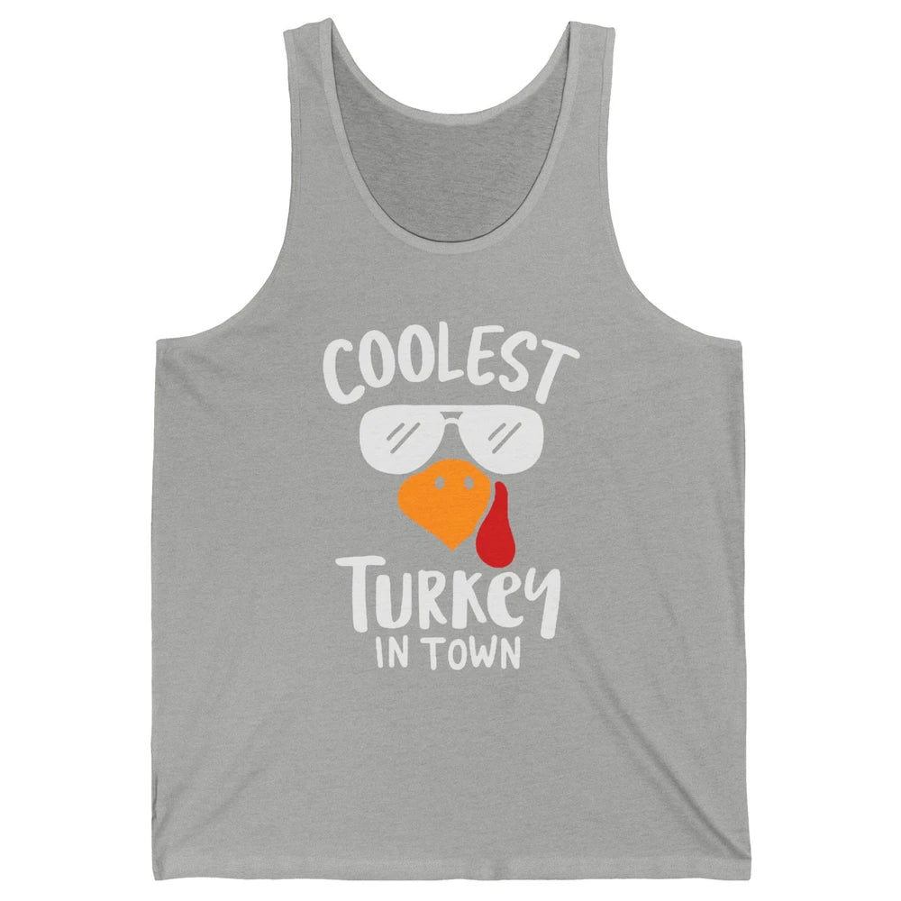 Coolest Turkey in Town Thanksgiving Dinner Funny Turkey Day Unisex Jersey Tank