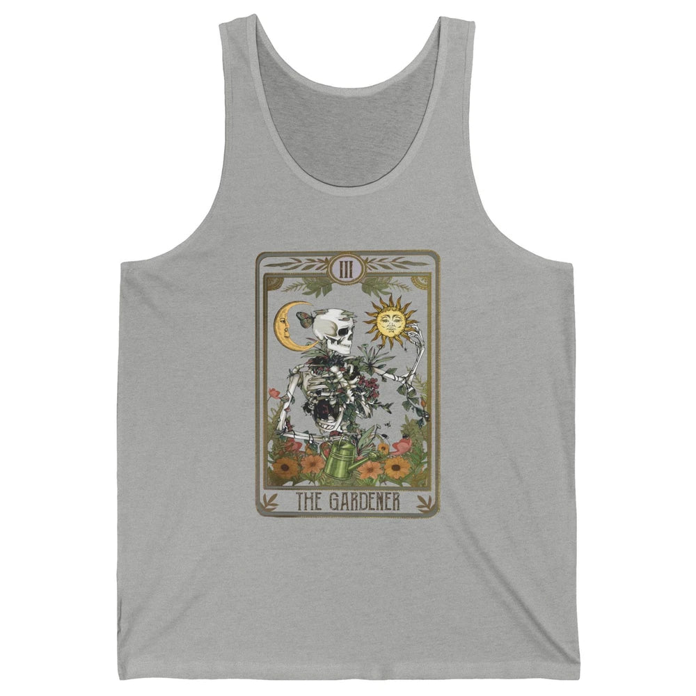 Floral Skeleton Gardening Tarot The Gardener Plant Lovers Unisex Jersey Tank