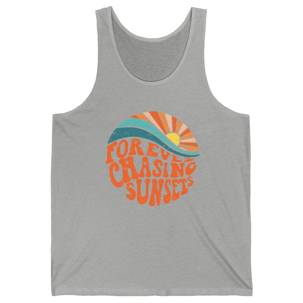 Retro Rainbow Forever Chasing Sunset Hippie Girl Peace Lover Unisex Jersey Tank
