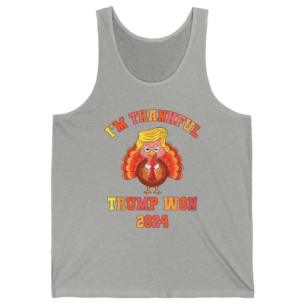 Funny Donald Trump Make Thanksgiving Great Again Thankful Trump Won Republican Unisex Jersey Tank