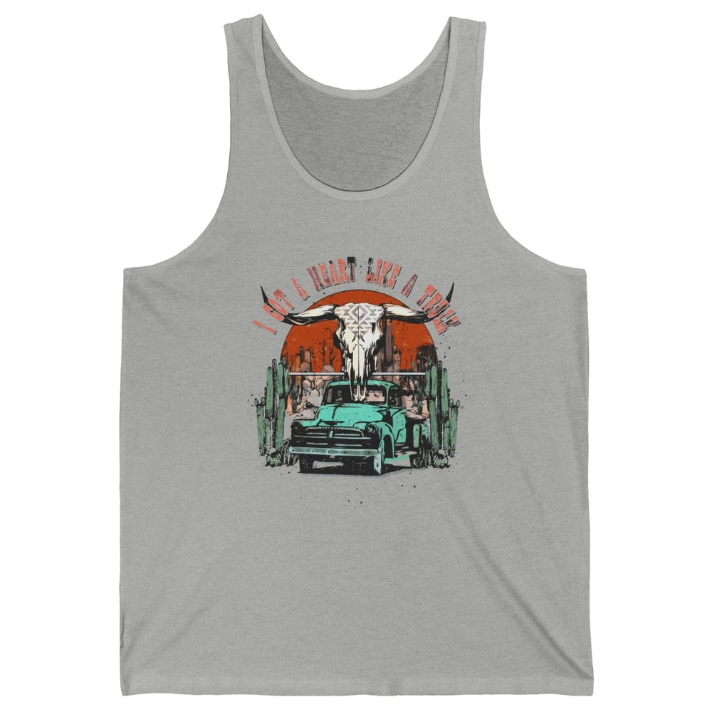 Desert Bull Skull Got A Heart Like A Truck Western Valentine Unisex Jersey Tank