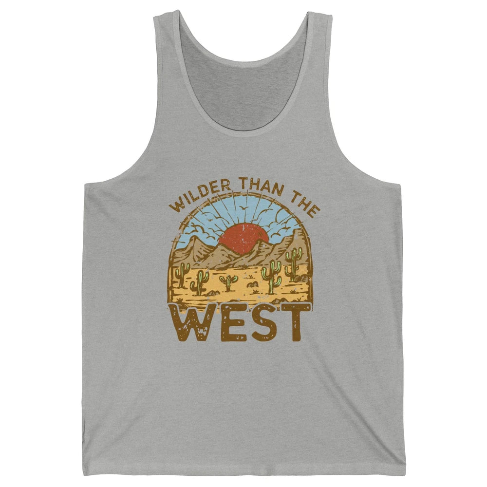 Retro Wilder Than The West Western Country Sunset Desert Unisex Jersey Tank