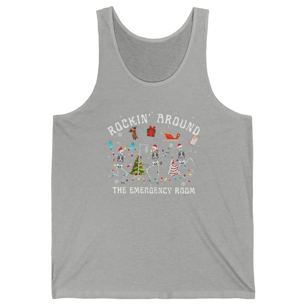 Merry Christmas Rocking Around Emergency Room Skeleton Nurse Unisex Jersey Tank
