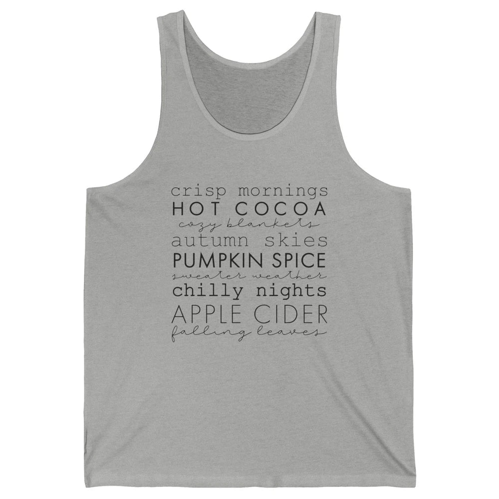 Fall Gift Sweater Weather Apple Cider Falling Leaves Autumn Unisex Jersey Tank
