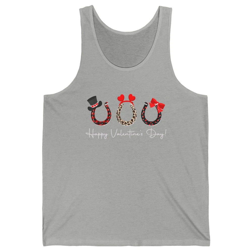 Leopard Red Plaid Heart Love Horseshoes Horse Lover Happy Valentine's Day Unisex Jersey Tank