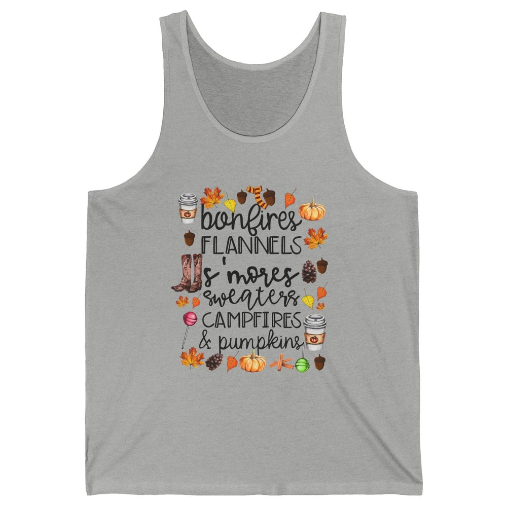 Fall Stuff Pumpkins Falling Leaves Campfire Halloween Autumn Unisex Jersey Tank