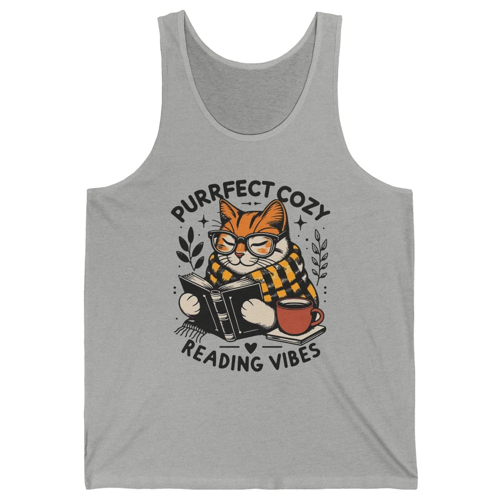 Funny Bookish Cat Purrfect Cozy Reading Vibes Winter Reading Unisex Jersey Tank