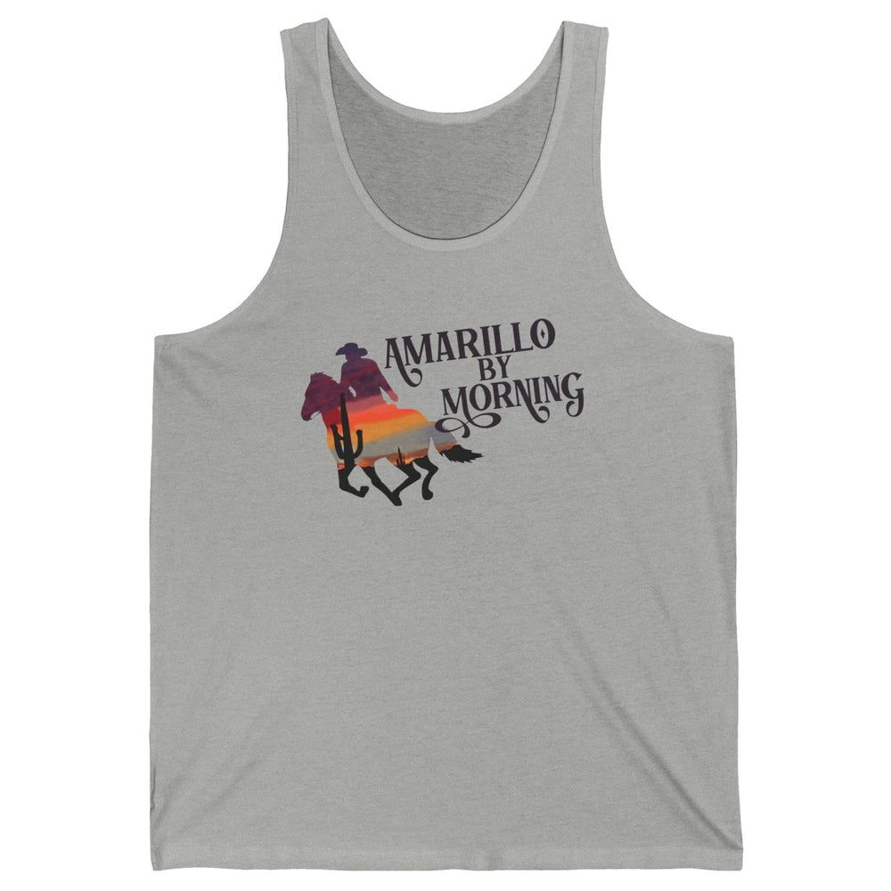 Retro Sunset Cowboy Amarillo By Morning Western Country Unisex Jersey Tank