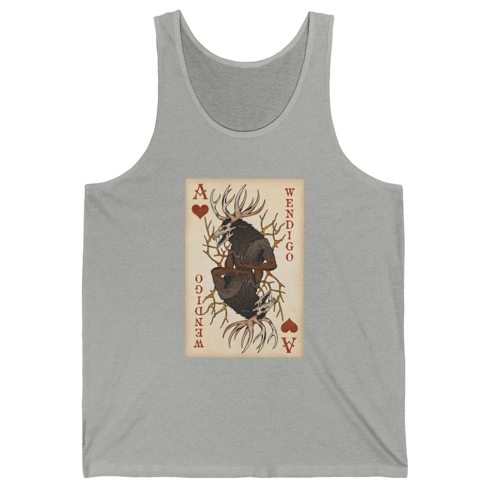 Scary Wendigo Original Cryptid Playing Card Tarot Reader Vintage Halloween Goth Unisex Jersey Tank