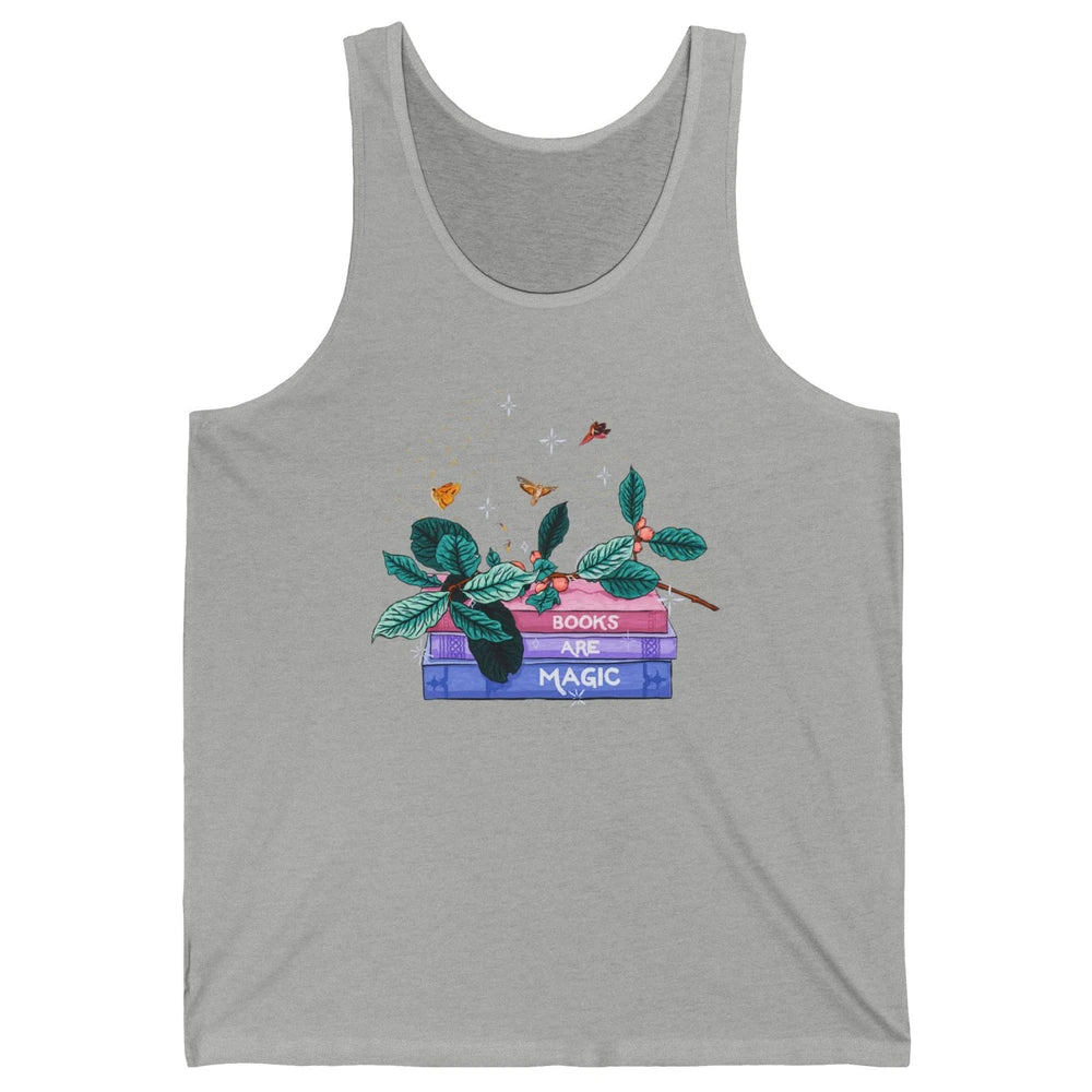 Aesthetic Books Are Magic Butterfly Floral Bookish Plant Unisex Jersey Tank