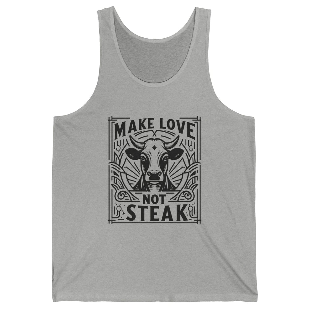 Funny Make Love Not Steak Cow Retro Sarcastic Vintage Cow Unisex Jersey Tank