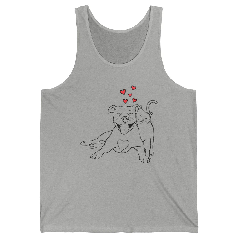 Pittie And Kitty Cute Pitbull Cats And Dogs Lovers Gift Unisex Jersey Tank