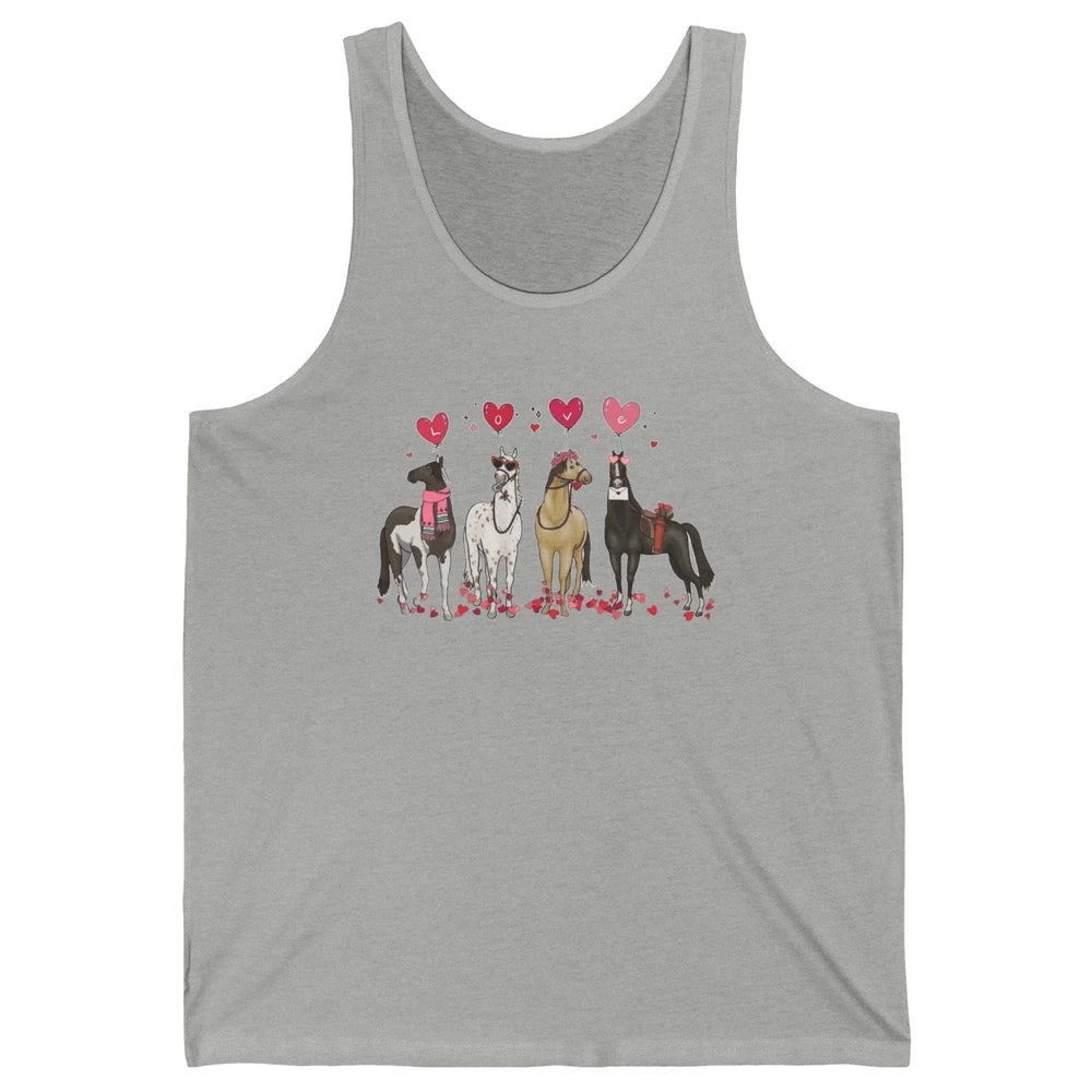 Cute Horse Valentine's Day Horses Cowgirl Rodeo Howdy Western Country Heart Love Balloon Unisex Jersey Tank