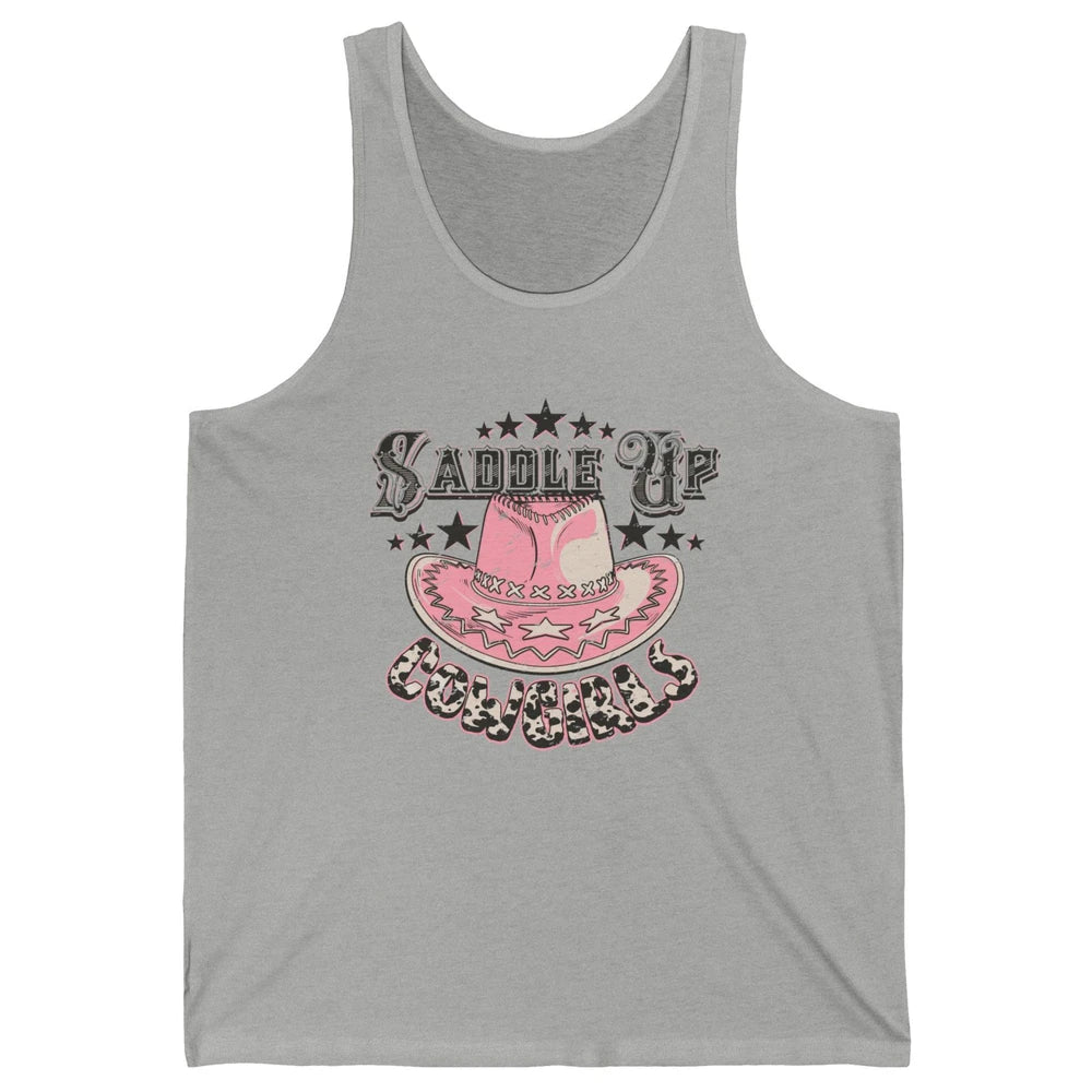 Cowgirl Hat Cow Print Saddle Up Cowgirl Western Country Gift Unisex Jersey Tank