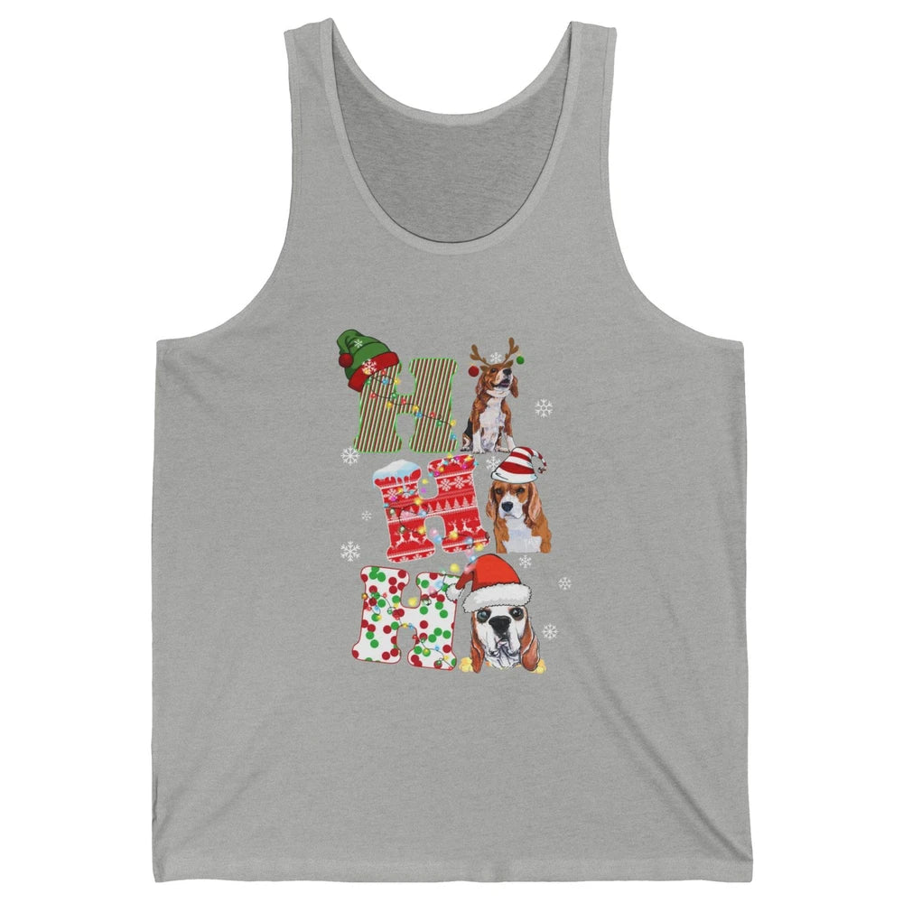 Funny Beagle Christmas Light Santa Beagle Reindeer Snowflake Unisex Jersey Tank