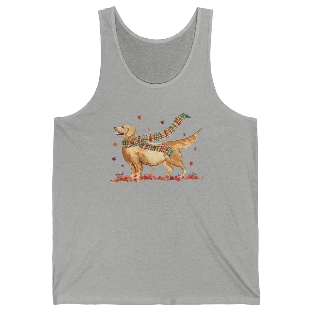 Funny Golden Retriever Autumn Falling Leaves Halloween Fall Unisex Jersey Tank