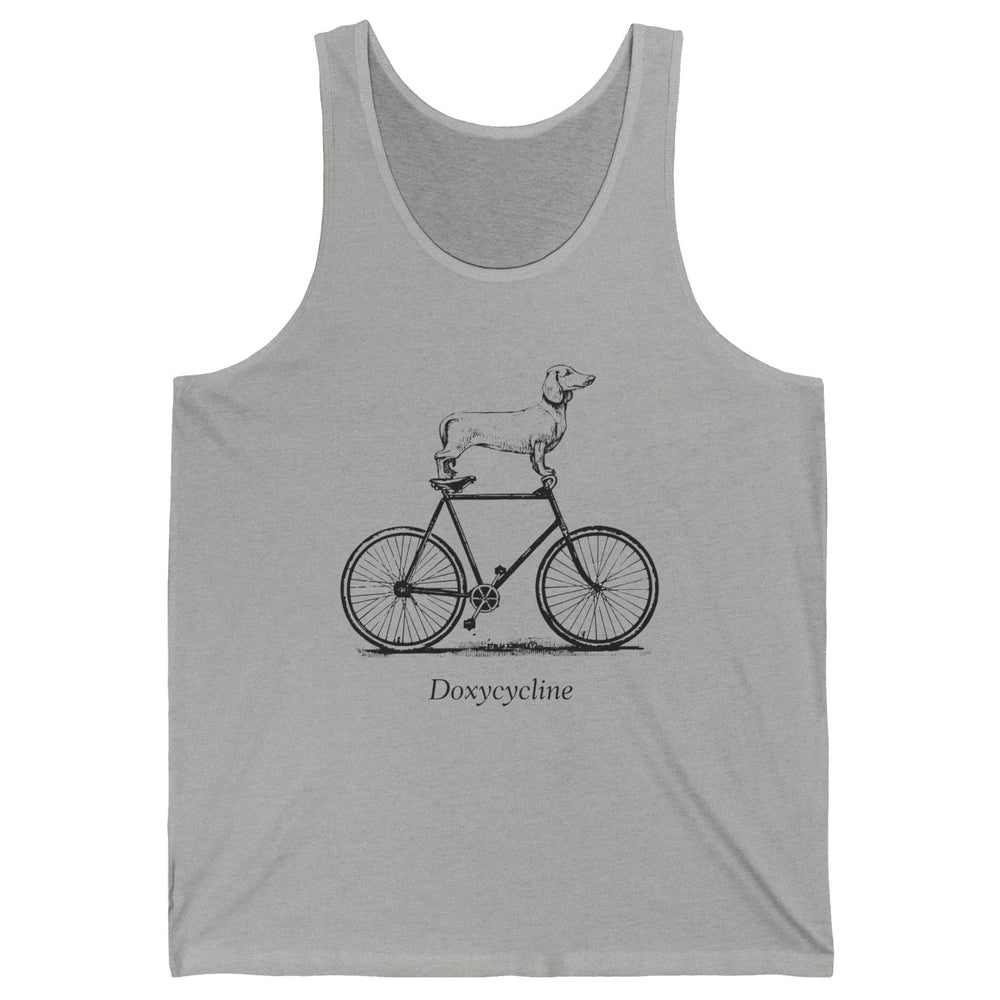 Dachshund On Bicycle Doxycycline Pun Veterinary Vet Tech Unisex Jersey Tank