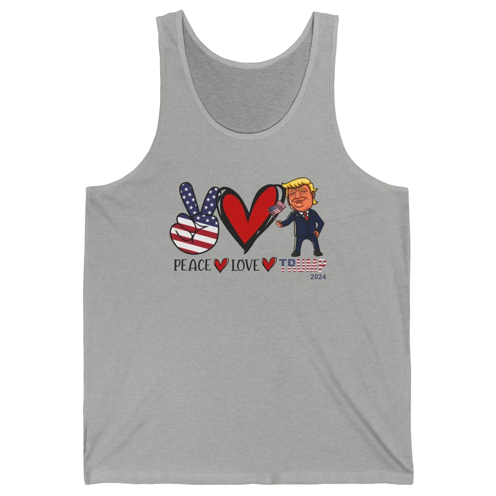 Peace Love Trump 2024 US Flag President Trump Return Support Unisex Jersey Tank