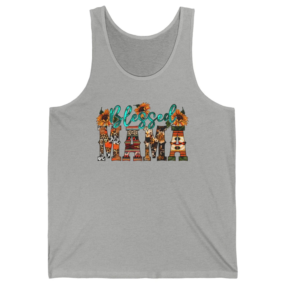 Leopard Sunflower Blessed Mama Western Mama Mothers Day Unisex Jersey Tank