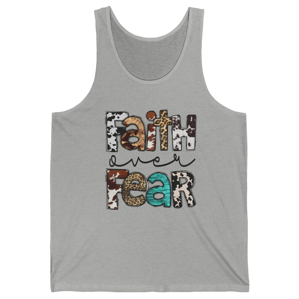 Leopard Faith Over Fear Cowboy Western Country Christian Unisex Jersey Tank