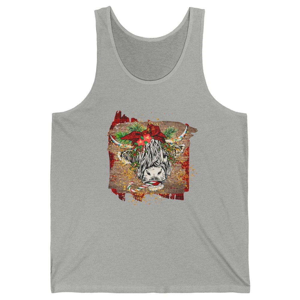 Christmas Highland Cow Bandana Western Christmas Cow Plaid Unisex Jersey Tank