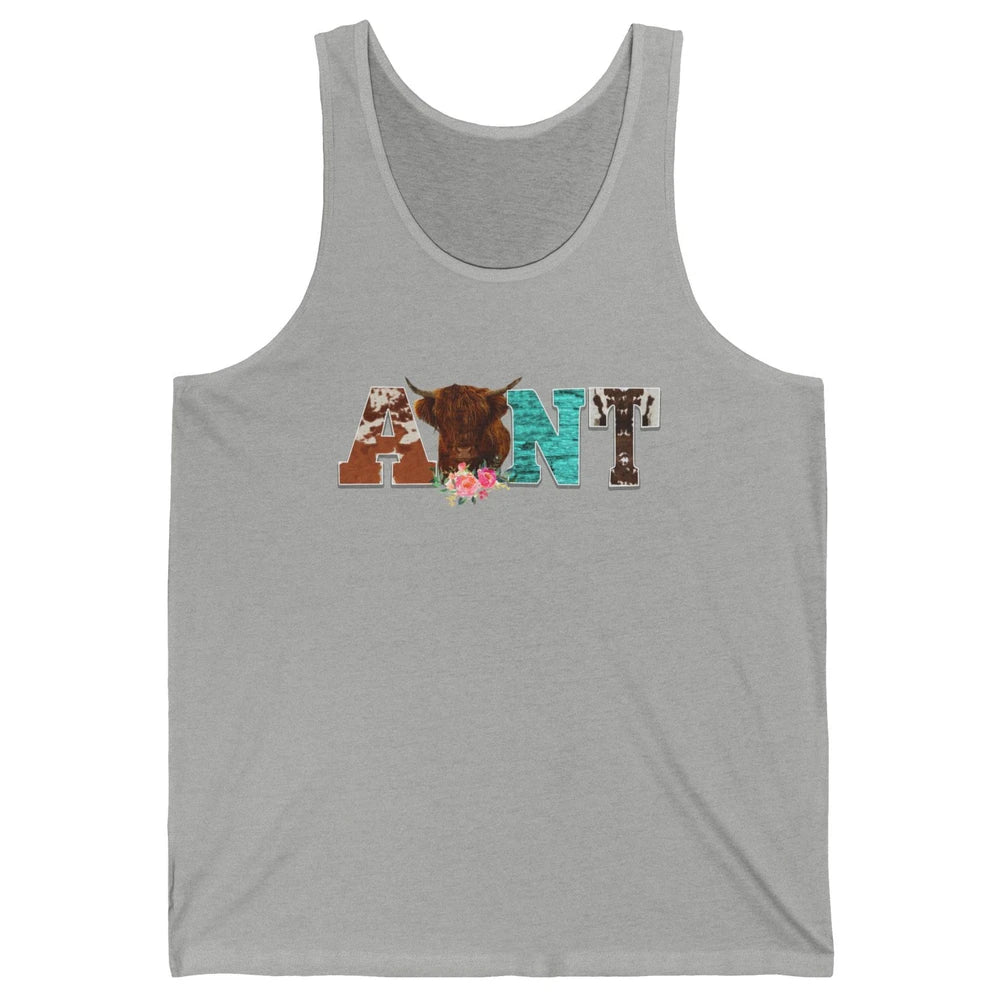 Cowhide Highland Cow Aunt Cow Western Country Heifer Auntie Unisex Jersey Tank