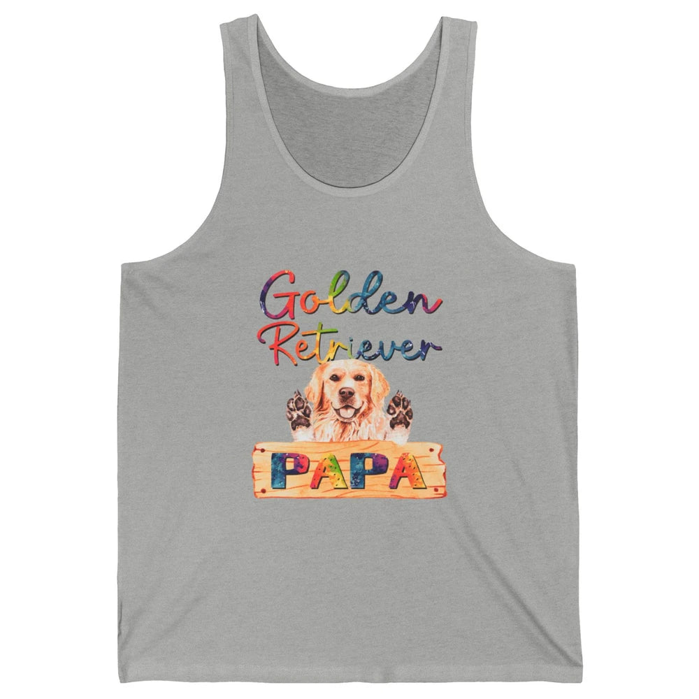 Colorful Golden Retriever Dog Papa Cute Puppy Father Dad Unisex Jersey Tank