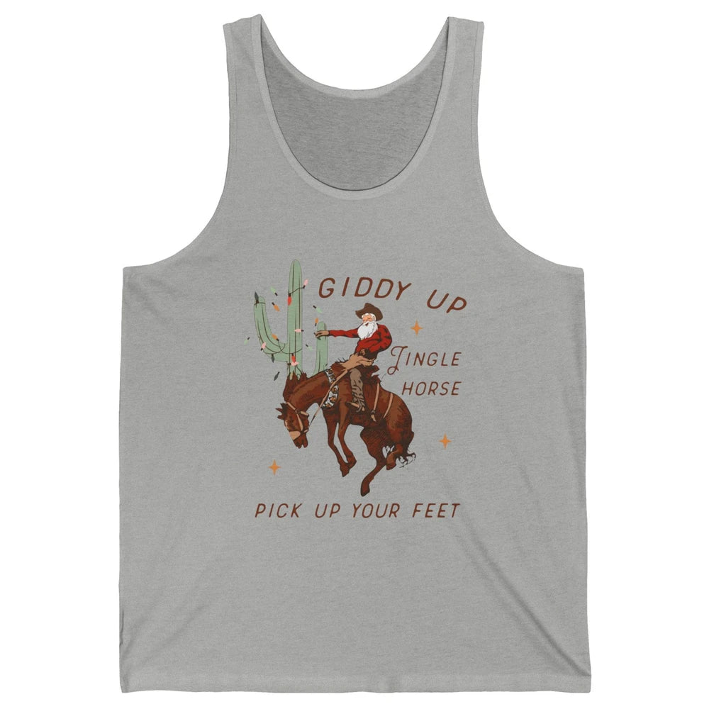Cowboy Santa Giddy Up Jingle Horse Pick Up Western Christmas Unisex Jersey Tank