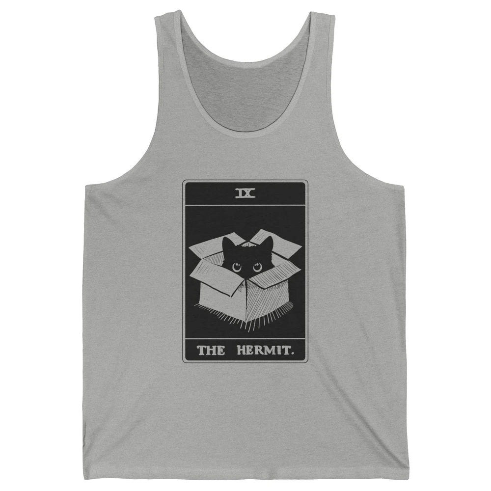 Retro Halloween Black Cat The Hermit Tarot Card Witchcraft Unisex Jersey Tank