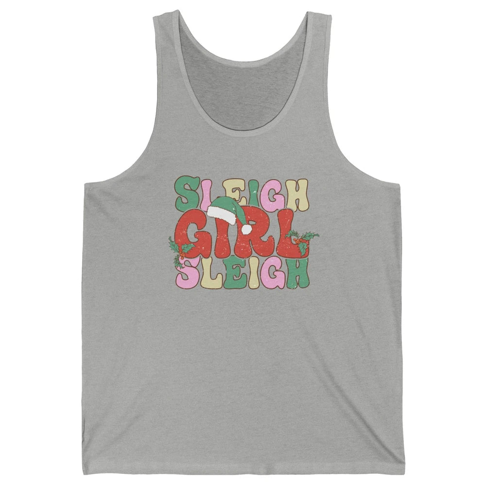 Retro Groovy Christmas Sleigh Girl Sleigh Santa Hat Winter Unisex Jersey Tank