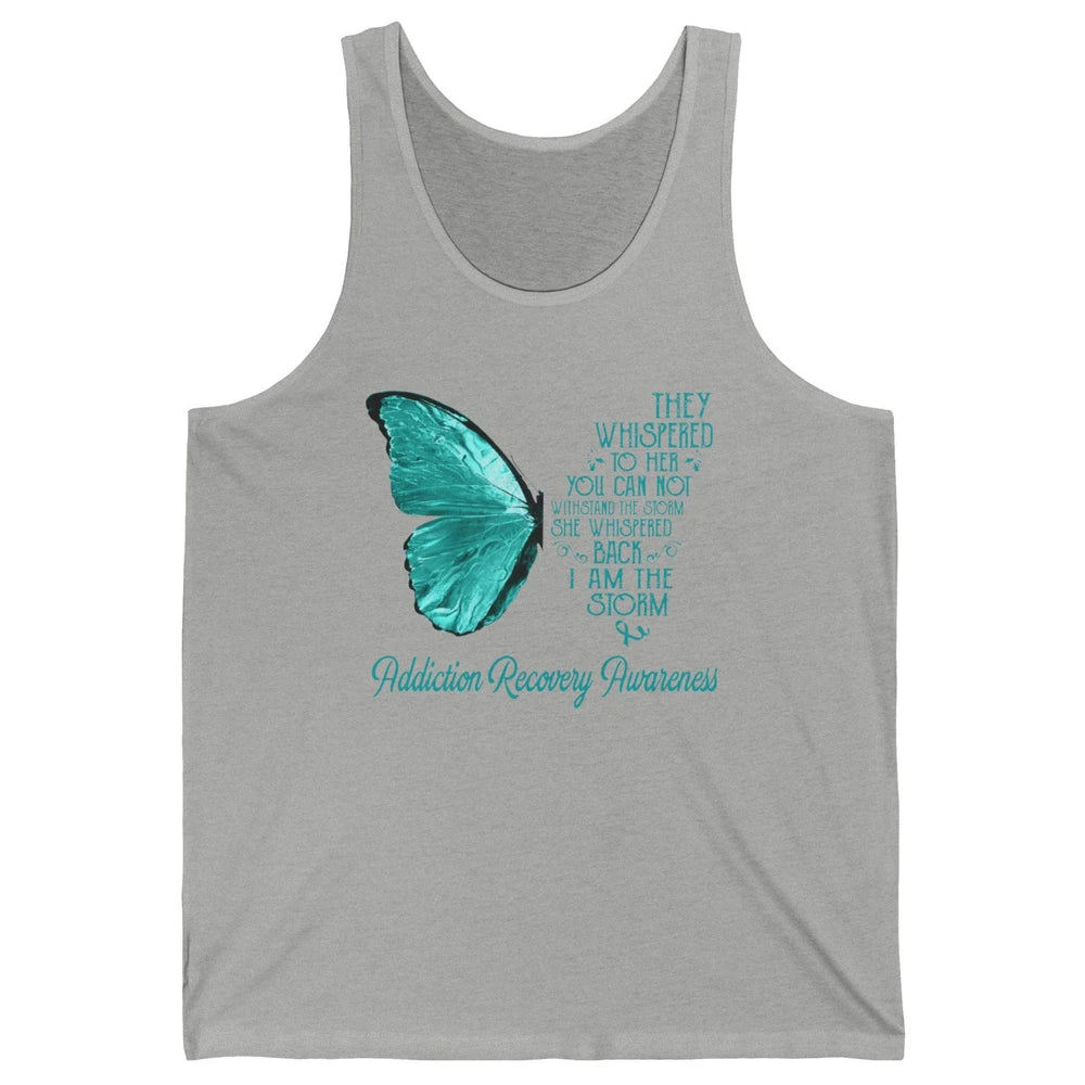 Addiction Recovery Awareness Ribbon Butterfly I'm The Storm Unisex Jersey Tank