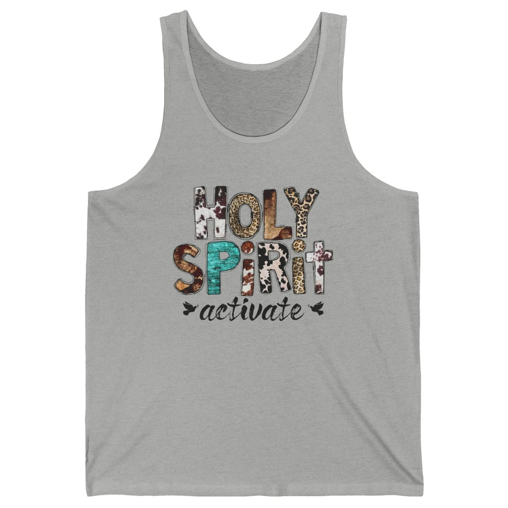 Retro Leopard Holy Spirit Activate Cowboy Rodeo Western Girl Unisex Jersey Tank