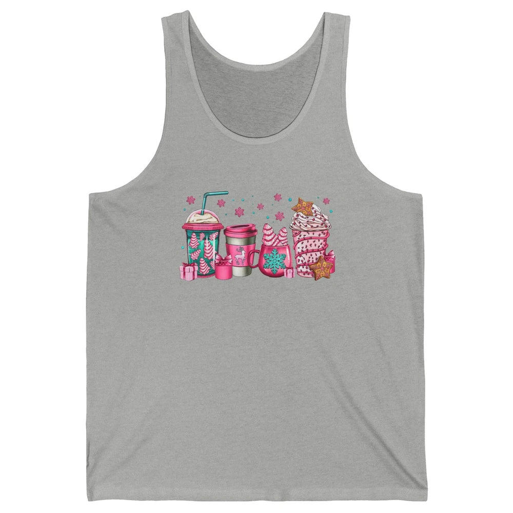 Pink Christmas Coffee Christmas Tree Cake Christmas Lovers Unisex Jersey Tank