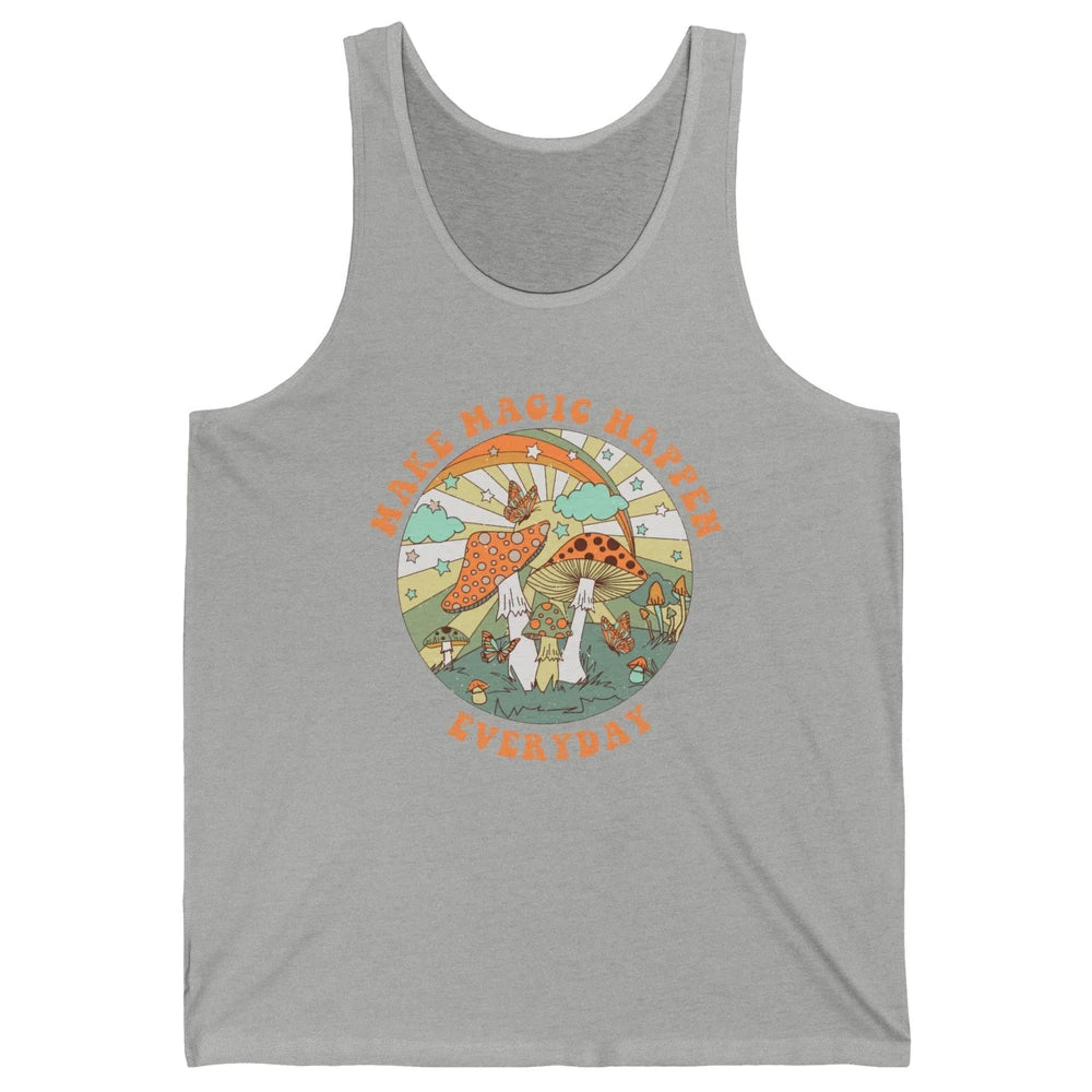 Retro Groovy Make Magic Happen Mushroom Hippie Botanical Unisex Jersey Tank