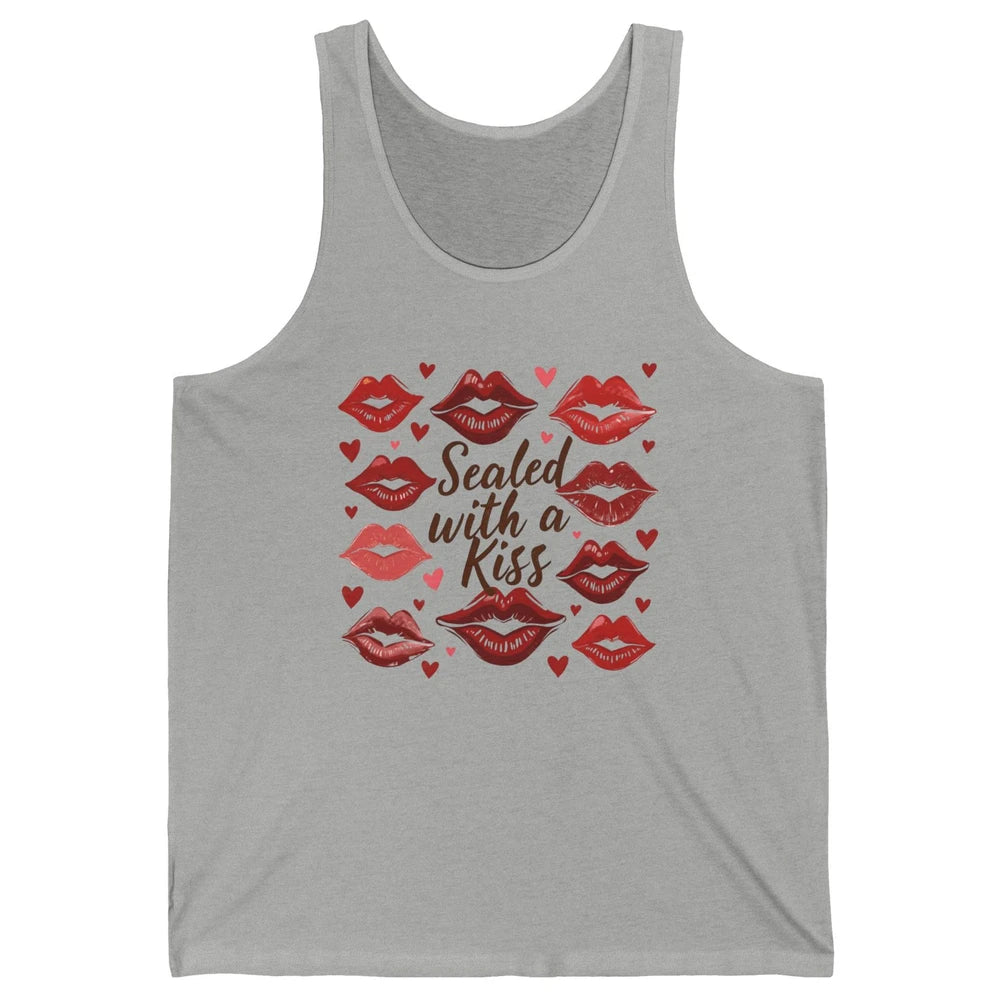 Sealed With A Kiss Sexy Red Lips Happy Valentine's Day Heart Love Unisex Jersey Tank