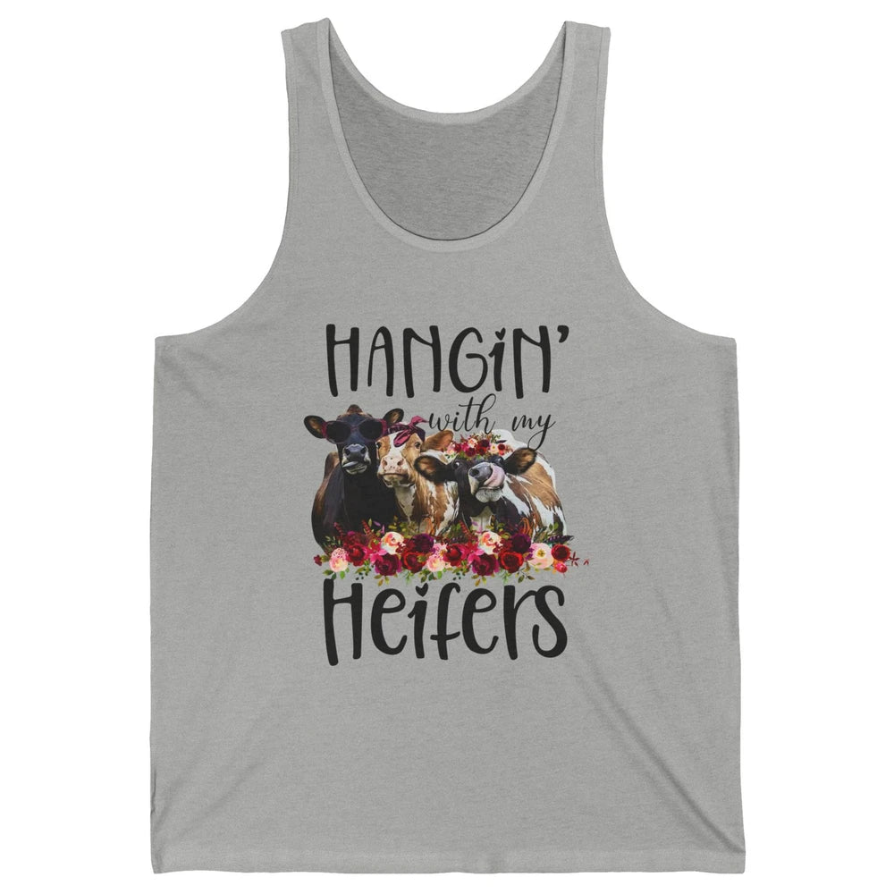 Funny Floral Heifer Hanging With My Heifer Cow Castle Farmer Unisex Jersey Tank