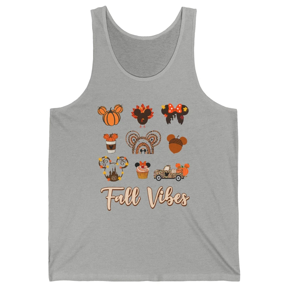 Retro Fall Vibes Pumpkin Turkey Halloween Fall Thanksgiving Unisex Jersey Tank