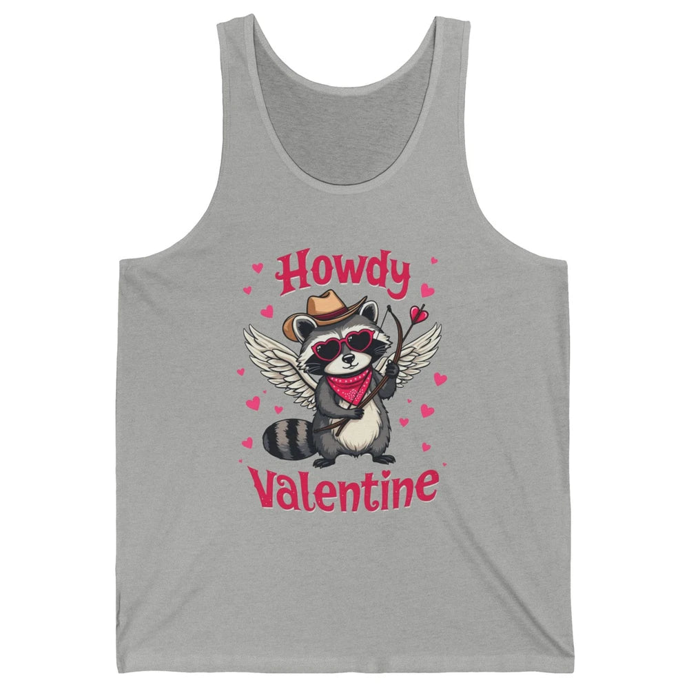 Howdy Valentine Cowboy Hat Cupid Raccoon Funny Opossum Love Heart Cute Western Possum Rodeo Unisex Jersey Tank