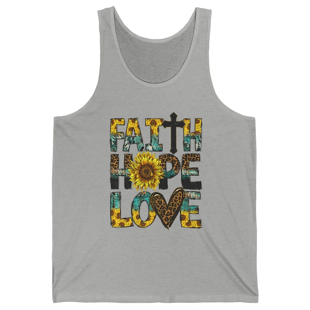 Faith Hope Love Sunflower Jesus Christian Leopard Religious Unisex Jersey Tank