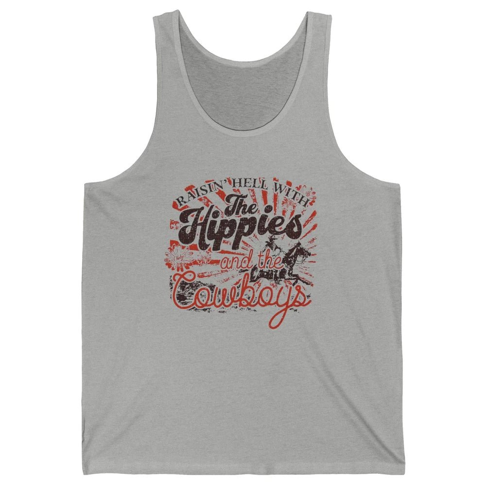Retro Raisin' Hell With The Hippies And The Cowboys Country Unisex Jersey Tank